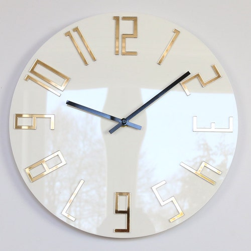 Large Wall Clock Mirror Gold Wall Clock Gift Wall Decor Etsy