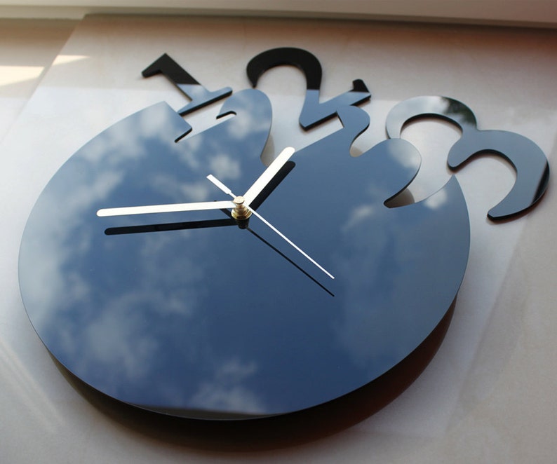 Wall Falling Numbers Modern Clock Large Wall Clock Gift Wall Etsy