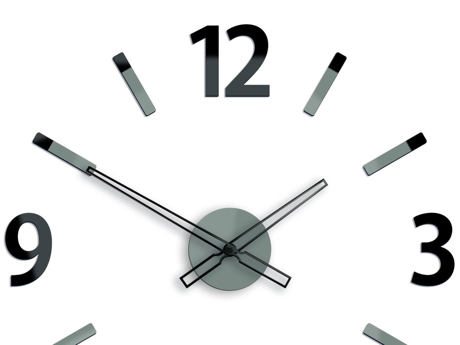 Wall Clock Gray Clock Black Glossy Clock Will Large Wall - Etsy