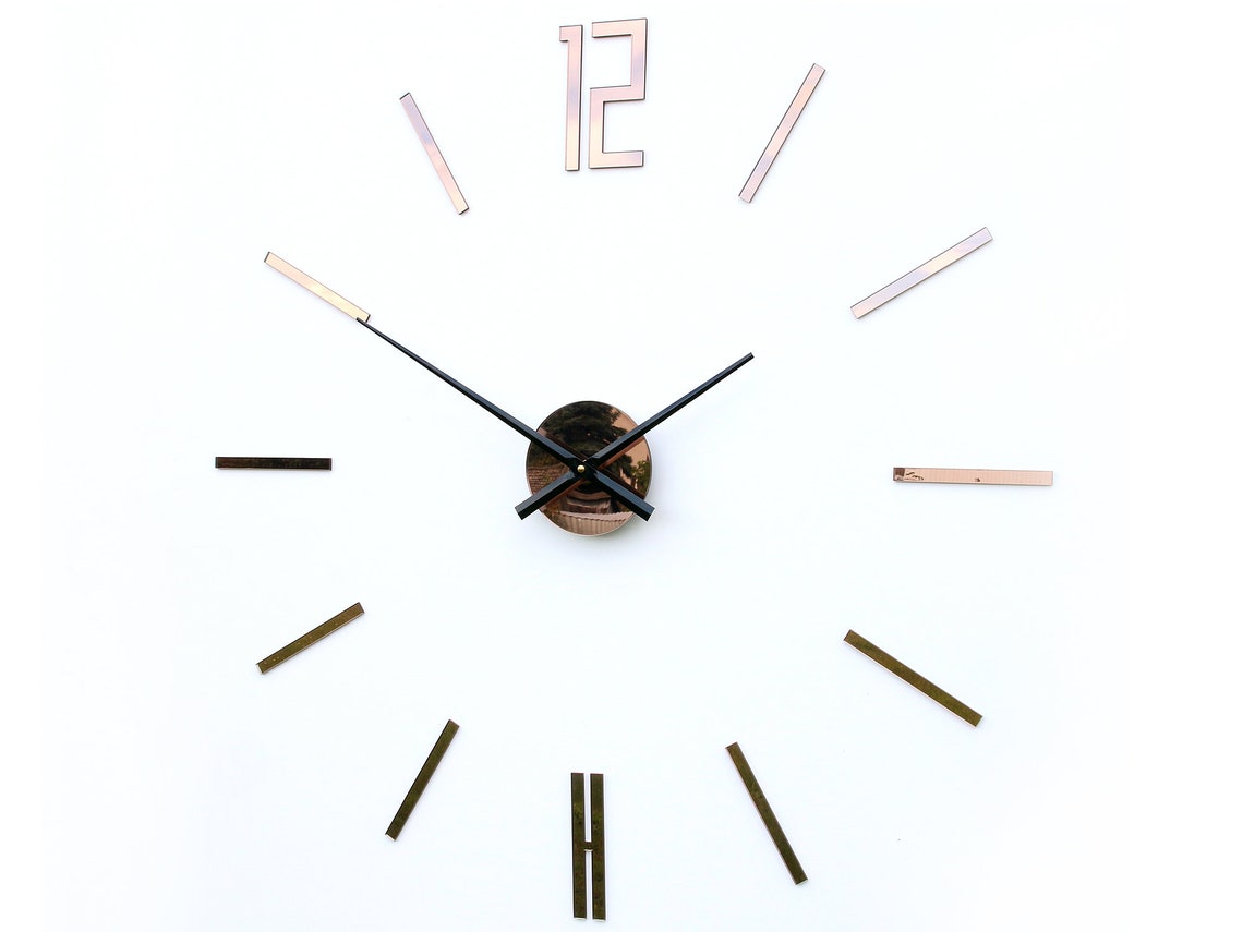 Large Wall Clock Big Wall Clock Mirror Mirror Brown Wall Etsy