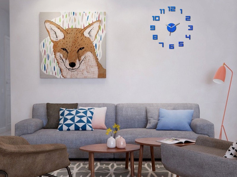 Clock Wall Clock modern wall clock Blue wall decoration clocks DIY