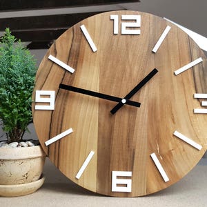 Large Wall Clock - 100% Walnut Tree - Wood clock -   clock gift wall decor Unique wall Clock - silent