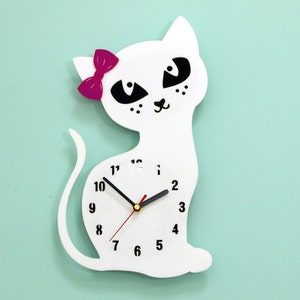 Wall Clock Cat Wall Clock with Numbers  gift kids room wall decoration children clock large wall clocks