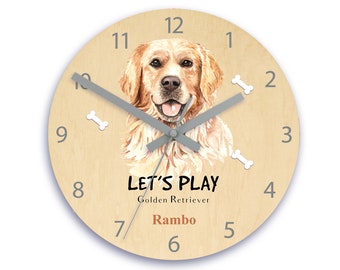 Golden Retriever Dog,  Silent large Wall Clock  Gift - 30cm / 11,81" Personalized Wall Clock