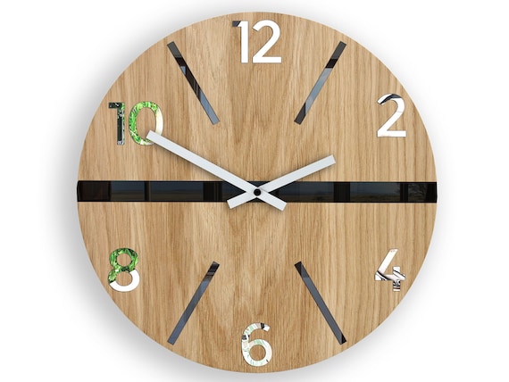 Orologio da parete in stile scandinavo: bianco, nero e specchio. grande  orologio in legno wood_king 33,5cm / 13,19\