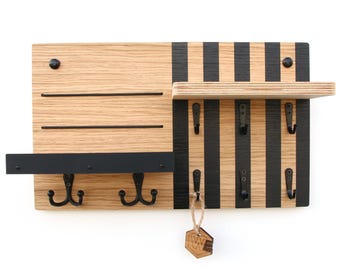 Schlüsselhalter aus Holz mit Ablage - Wandhalter für Schlüssel, Schlüsselbrett, Sonnenbrillen, Brieftasche & Post