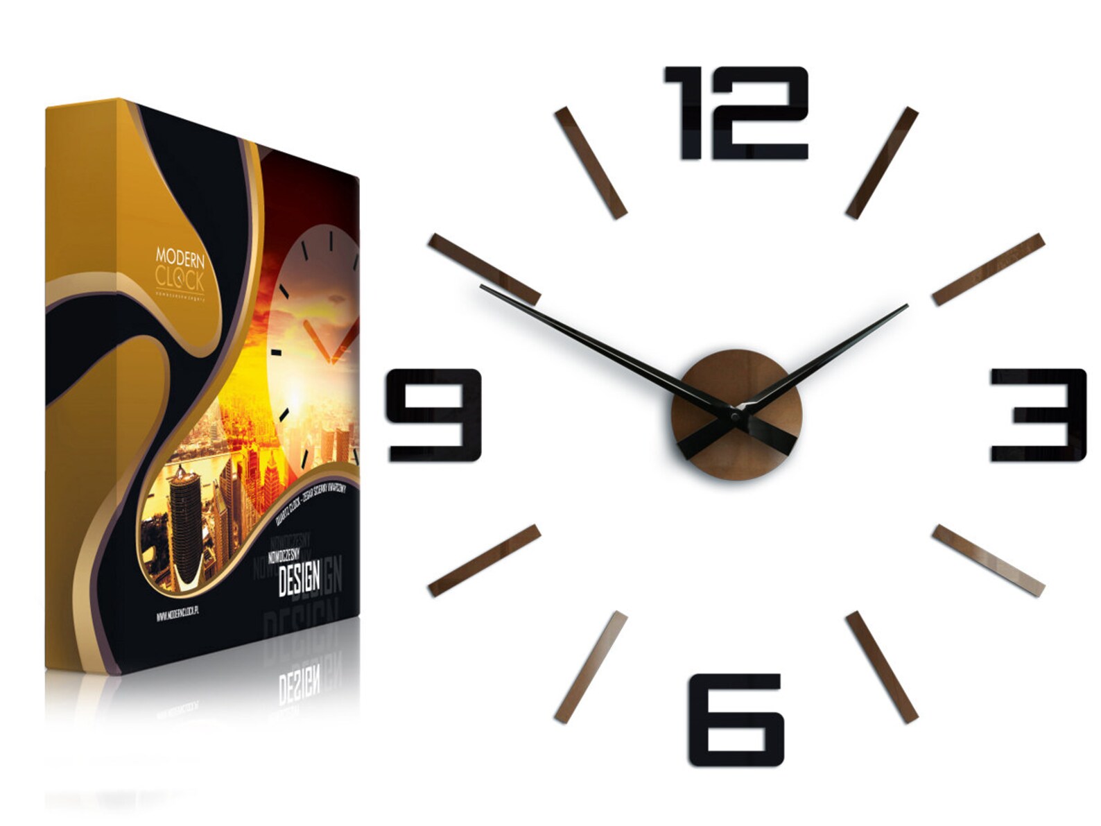 Wall Clock Large Wall Clock COPPER and BLACK Clock Silver Etsy