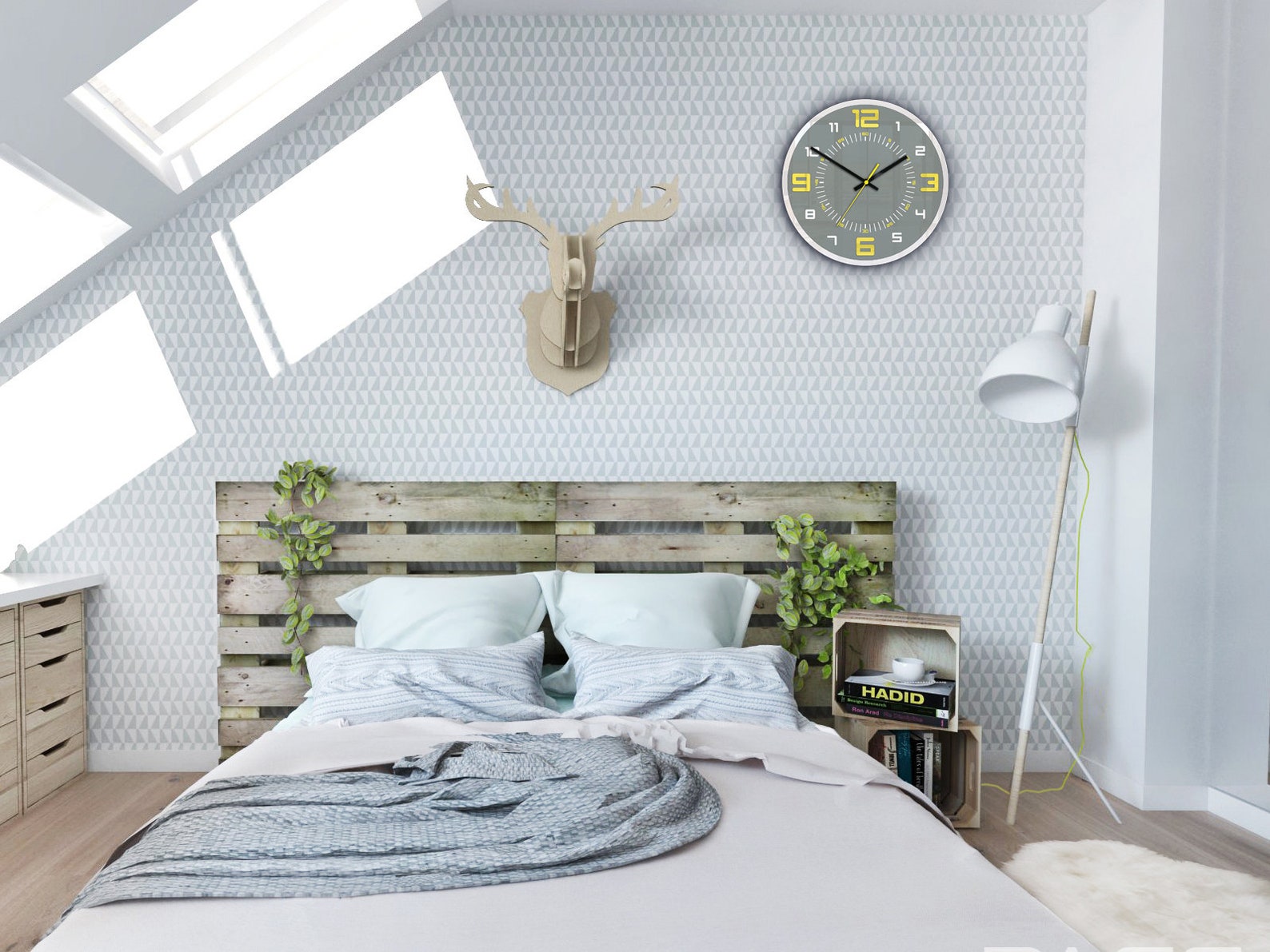 Large Wall Clock, Orion, Silent Gray and Yellow Clock With a Clear ...