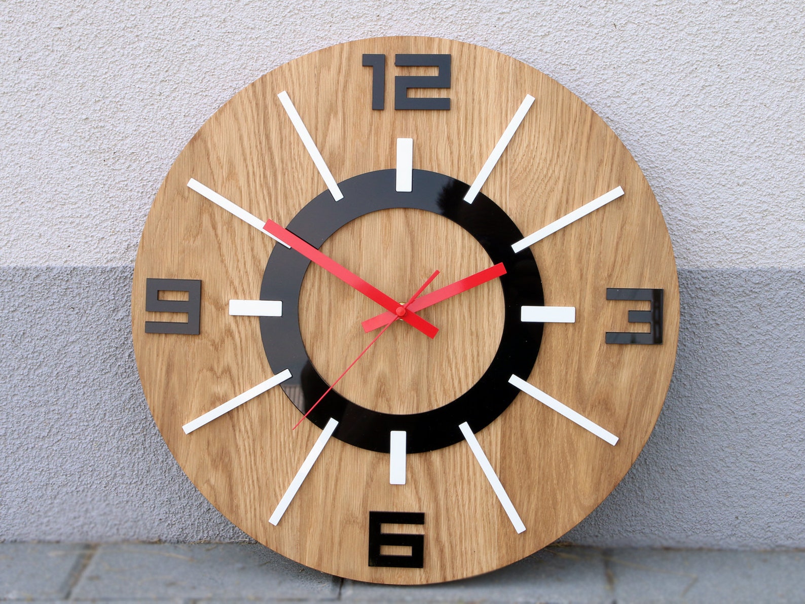 Large Wood Wall Clock OAK 40cm 15.75 Gift Unique Etsy