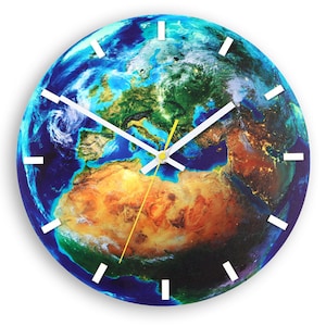 Wand Uhr Planeten, Erde Uhr, Weltkarten, moderne Uhr, Geschenk, große Wanduhr, Stille