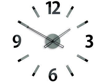 Wall Clock, Gray clock, black glossy clock Will, Large wall clock, Big clock 60cm 23.62'