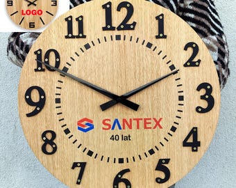 Custom Business Wall Clock - Wooden Clock with Company Logo - Bulk Order Discounts Available + personalization Your LOGO
