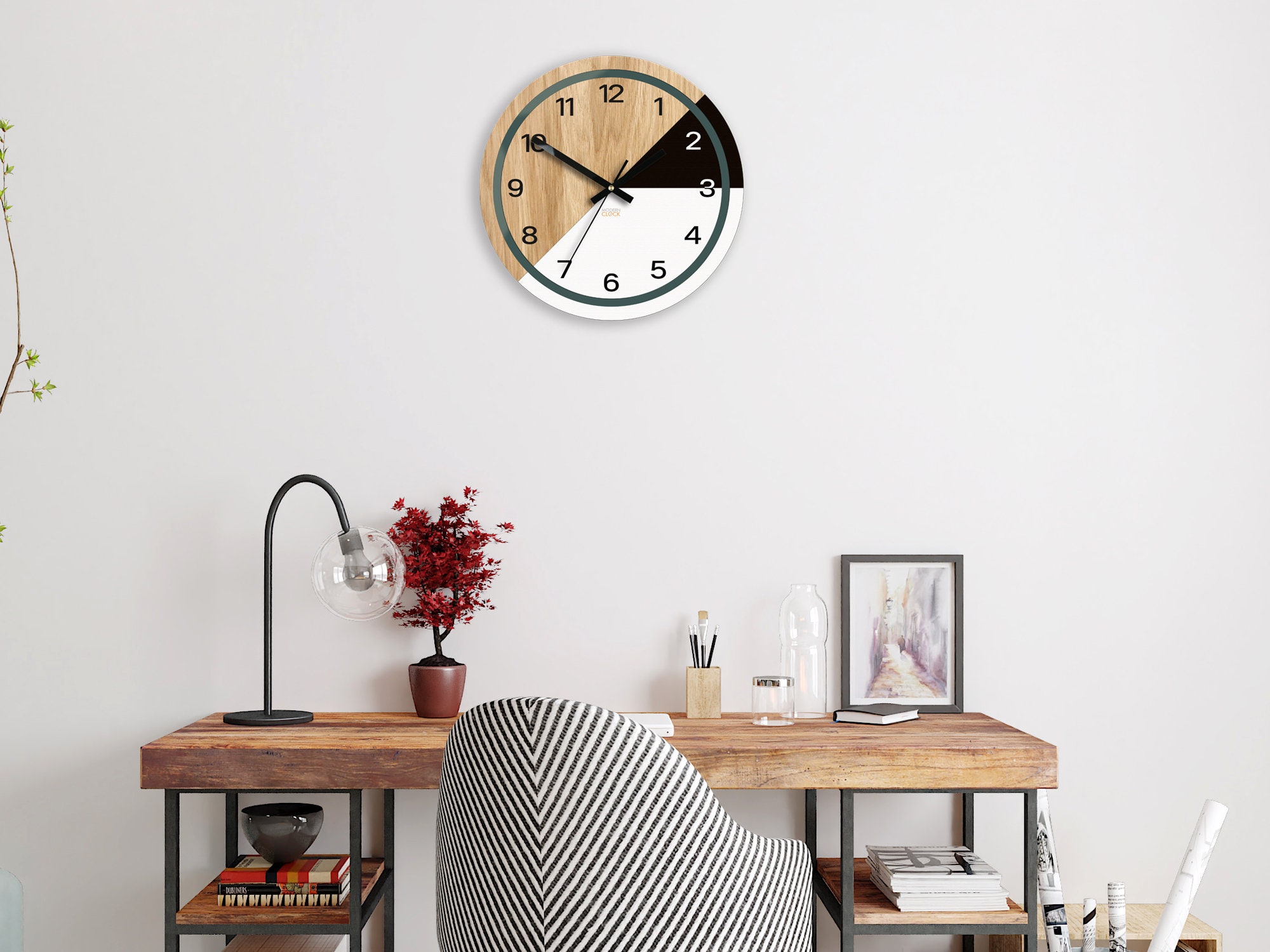 Wood clock lagos clock with numbers ,Scandinavian wall clock, Modern Wall Clock, Large Wall