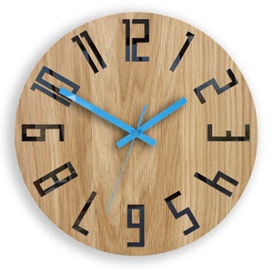 Large wall clock, Unique Wall Clock, Wall clock, Wood Clock, Unusual Wall Clock, Modern Clock, Wood wall clock, Slim_wood, 12.60" x 12.60"
