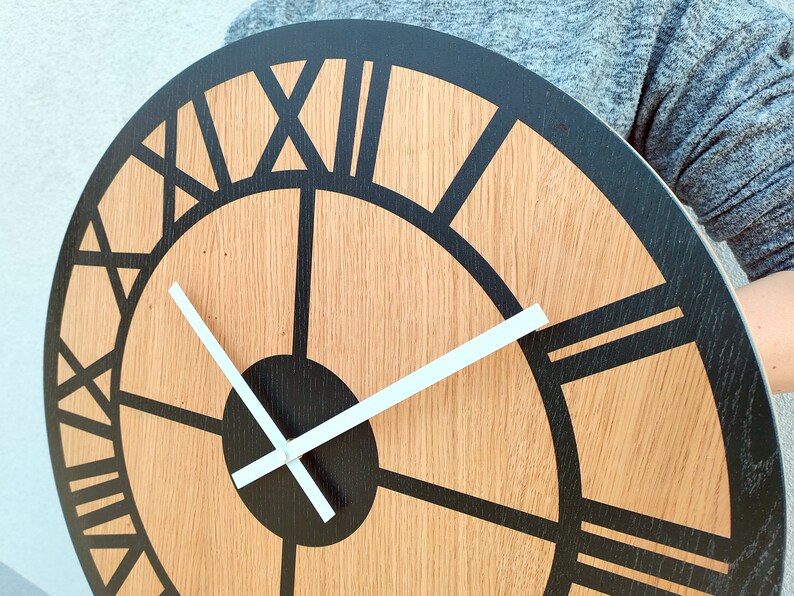 Large Wall Clock OAK 19 in 49cm Wood Clock Oslo Etsy