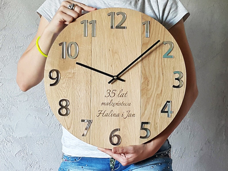 Large Wall Clock With Mirror Numbers With Personalization on Etsy