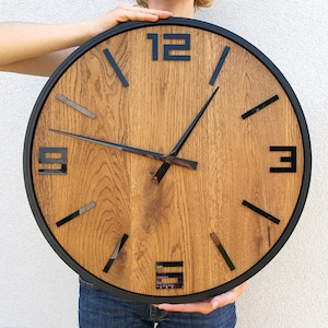Metalowy zegar Loft, zegar ścienny Dom wiejski, duży zegar, drewniany zegar 19" duży, duży zegar