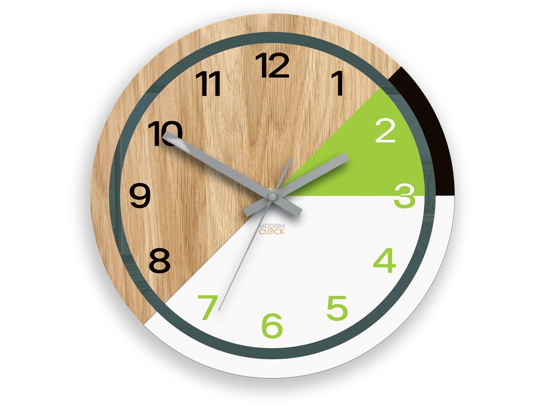 Wood Clock Lagos White Black Green Clock With Numbers Etsy