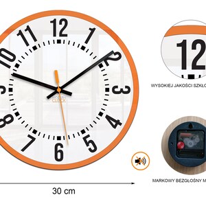 grande horloge murale, horloge orange, horloge murale, cadeau, décoration murale, horloge moderne, horloge murale moderne, horloges murales uniques, OSCAR 30cm / 11,81 image 3