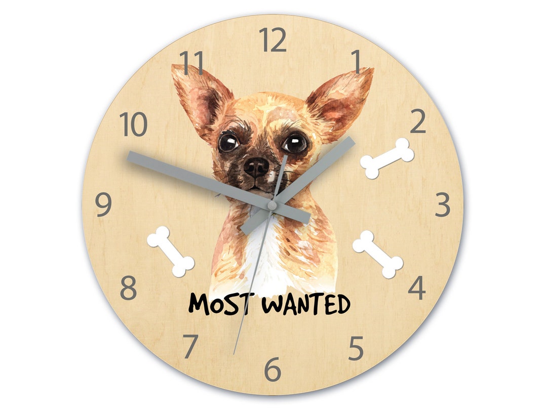 Chihuahua Dog - Wall Clock, Large Silent Clock 30cm / 11,81" - Etsy