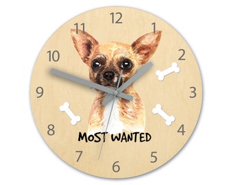 Chihuahua Dog - Wall Clock, large silent clock 30cm / 11,81"