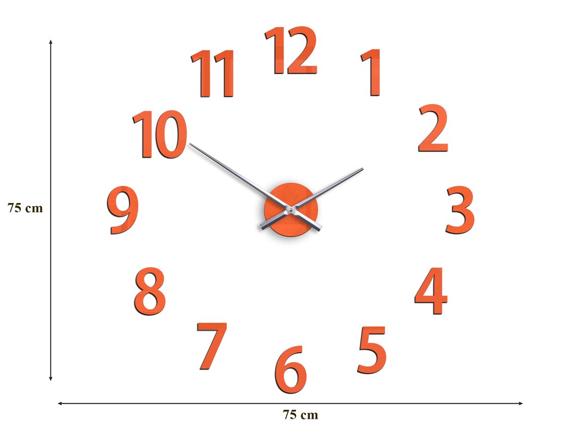 Large Wall Clock Orange Clock AMADUS Etsy
