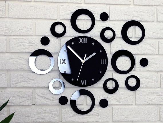 Reloj pared reloj moderno reloj de pared espejo reloj regalo niños  habitación pared decoración relojes DIY -  España