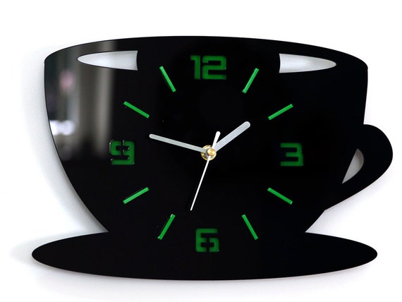Reloj a la cocina, reloj de pared, reloj moderno NEGRO-VERDE
