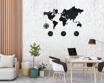 Reloj de pared grande, zonas horarias, Nueva York, Londres, Tokio