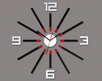 Wanduhr SHEEN große Wanduhr Geschenk Wanddekor Einzigartige Wanduhren Spiegel Rot Schwarz