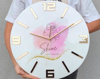 Personalisierte Wanduhr mit Logo - Business Logo Uhr, Uhr mit Ihrem Logo, Moderne Wanduhr alle Größe