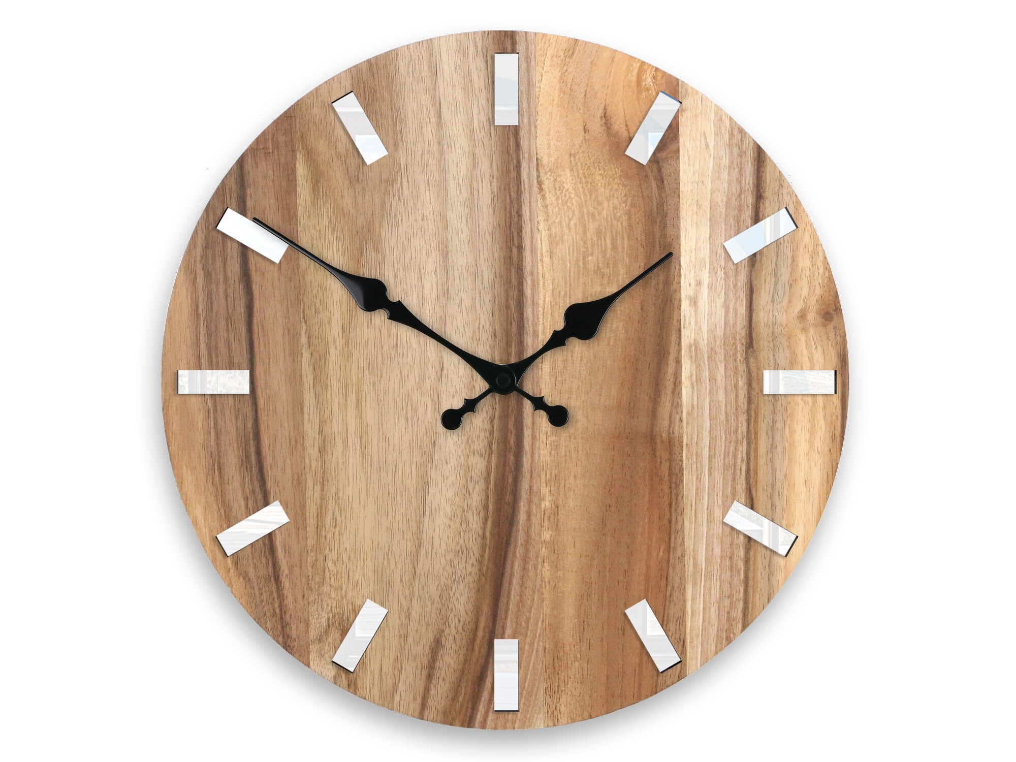 33cm / 13 Large Wall Clock 100 Walnut Tree Wood clock Black