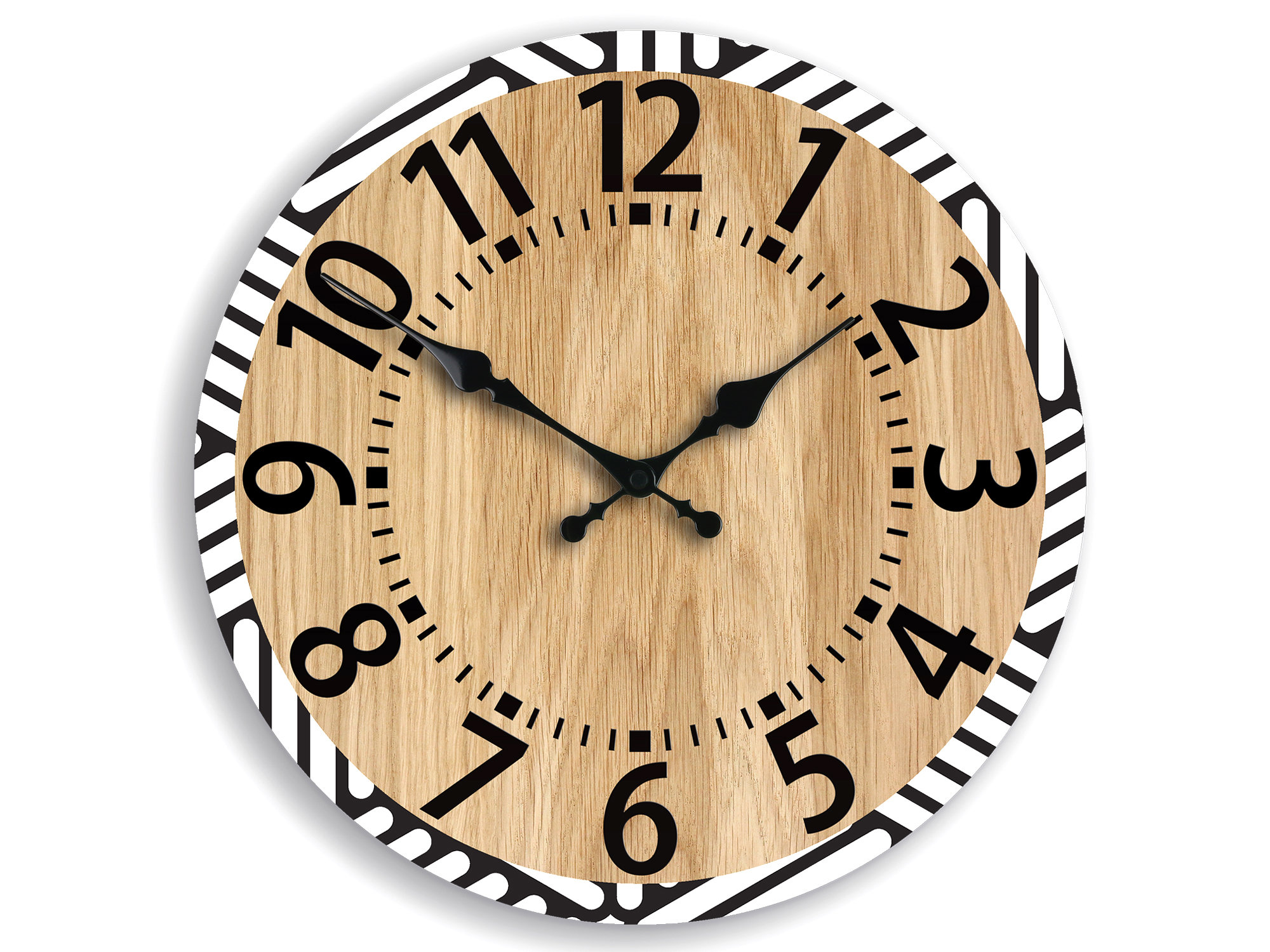Large wall clock Berlin black and white silent clock , Wood clock