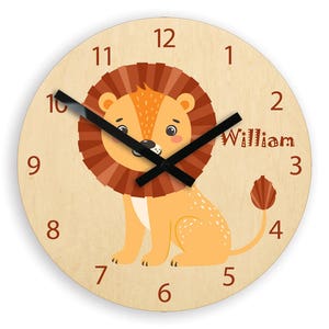 Kids wall clock - Lion with personalizen name, Childrens Wall Clock - Kids Clock - Childrens Clock - Boys Clock - Girls Clock