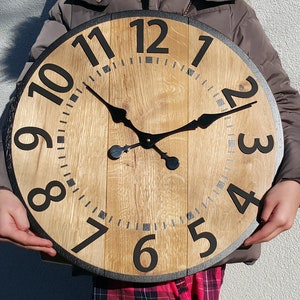 Large Farmhouse Wooden Wall Clock  Berlin, Style Rustic Clock, Wooden Clock,  ModernClock  49cm / 19,29"