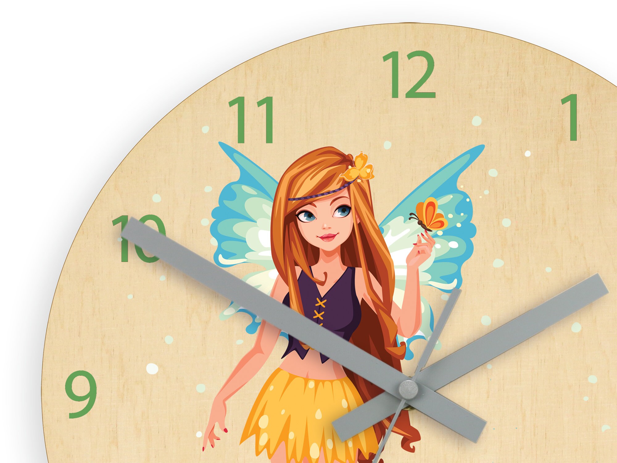 Girls room clock nursery wall clock fairy childs clock personalised
