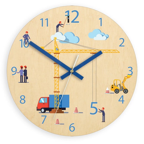 Children Wall Clock Educational Car Clock Wood Clock Large Etsy