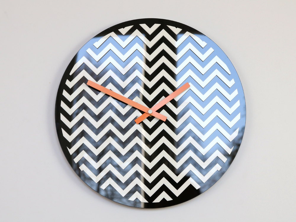 Large wall clock, Geometric Wall Clock, Zygzak, Modern clock, gift