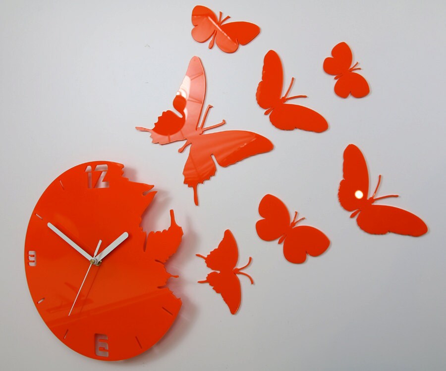 Wall Clock BUTTERFLY large wall clock clock modern wall clock clocks