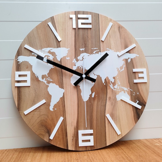 Granja, Reloj de pared moderno grande, Reloj de pared de madera, Reloj loft  Reloj de nogal 33cm- 12,99