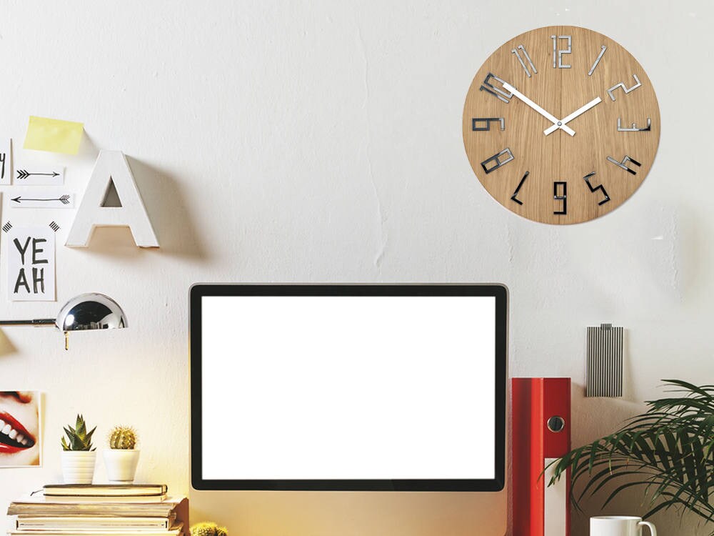 Large wood wall clock Black White wall clock gift wall decor Unique