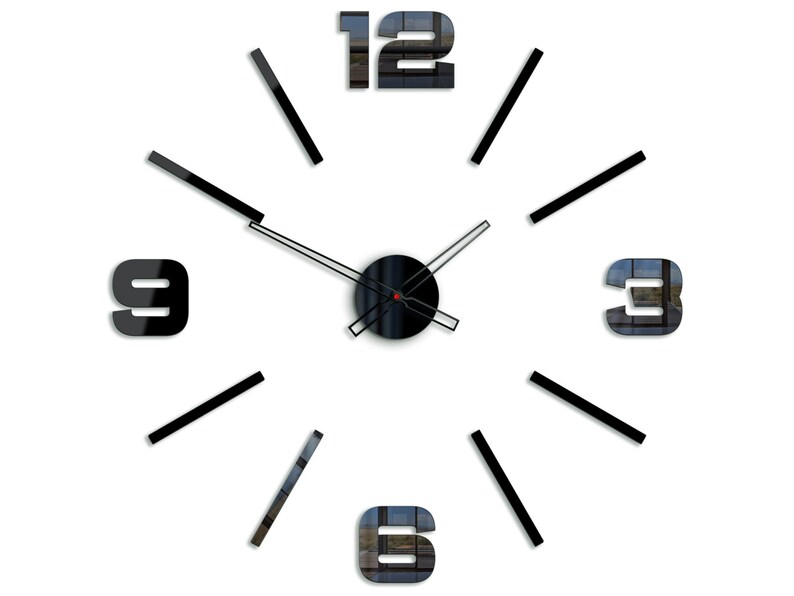 Large Black Wall Clock Big Silent Wall Clock Vito 29.53 75cm Etsy