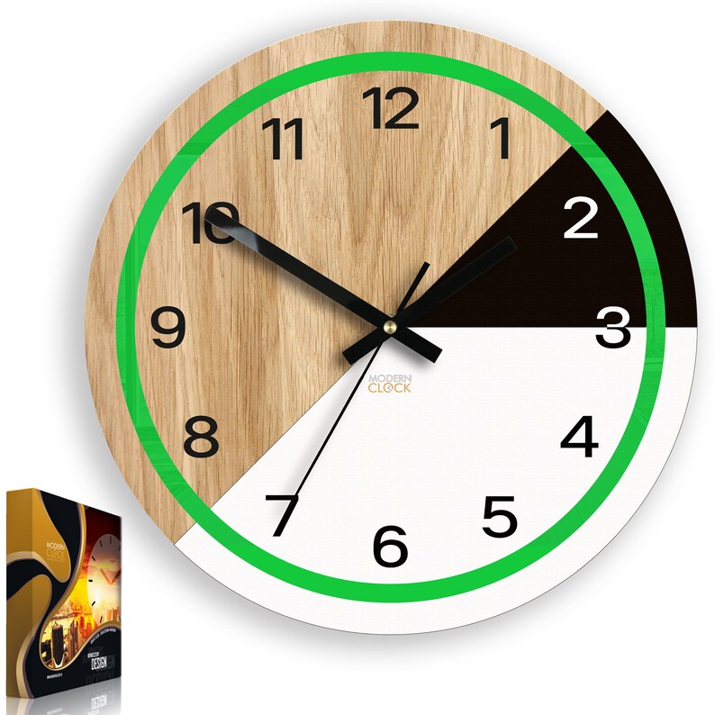Geometric Wall Clock Lagos Green Clock With Numbers Etsy