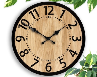 Zegar ścienny-dąb 13 cali-Berlin z numerami-zegar drewniany-zegar ścienny Loft-nowoczesny zegar cienny prezent na parapetówkę