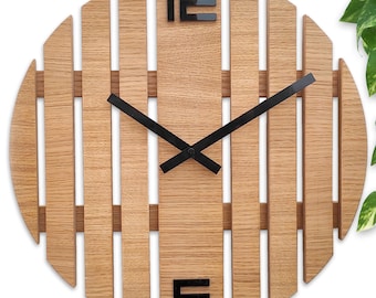 Reloj de pared minimalista, reloj de láminas, reloj de madera grande, silencioso, sin tictac. Decoración de pared, reloj silencioso, regalo para amigos 40 cm/16"