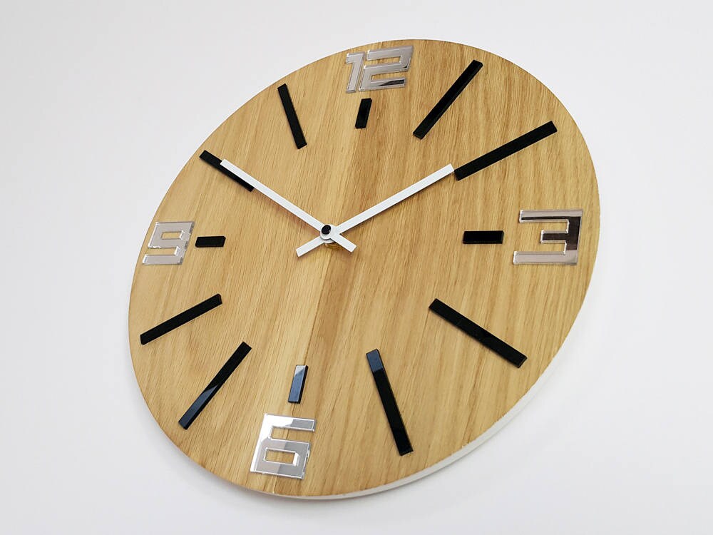 Wood Clock Large Wall Modern Oak Clocks