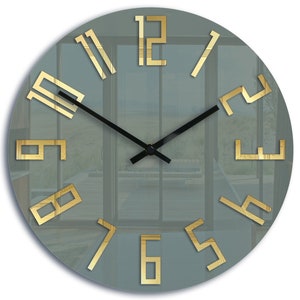 large wall clock, Mirror gold, gray clock,  wall clock, gift, wall decor, Modern clock, modern wall clock, Unique wall clocks, gift