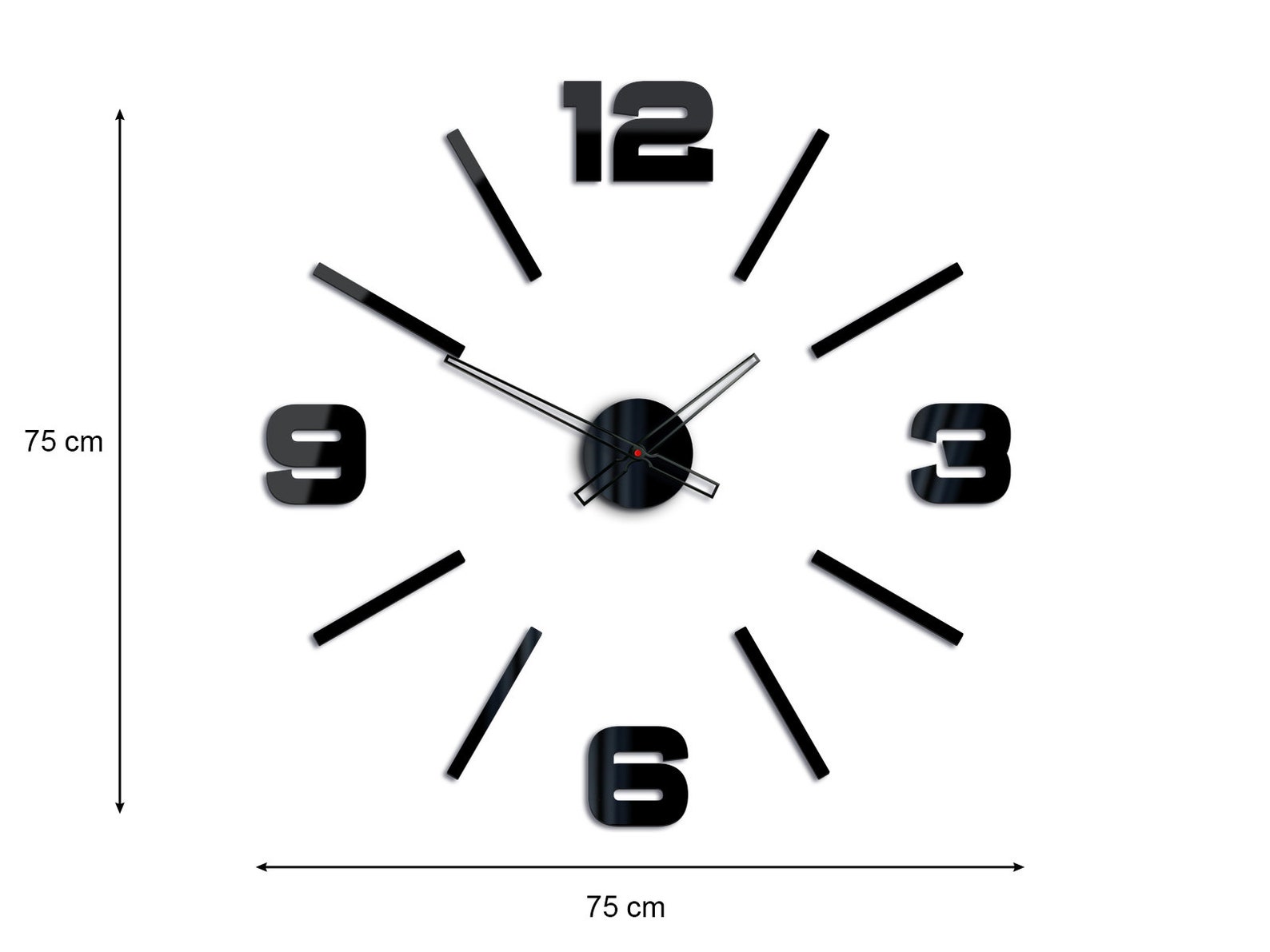 Large Black Wall Clock Big Silent Wall Clock Vito 29.53 75cm Etsy