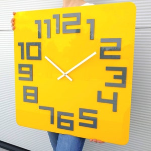 Large wall clock Logic- yellow and gray clock, Scandi clock, company clock,  silent clock  59cm / 23"