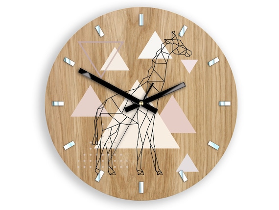 Reloj de pared grande en estilo escandinavo jirafa geometrica 33 cm 13 19 Reloj silencioso legible con espejo Reloj unico Etsy Mexico